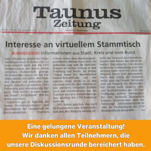 Erster virtueller Stammtisch